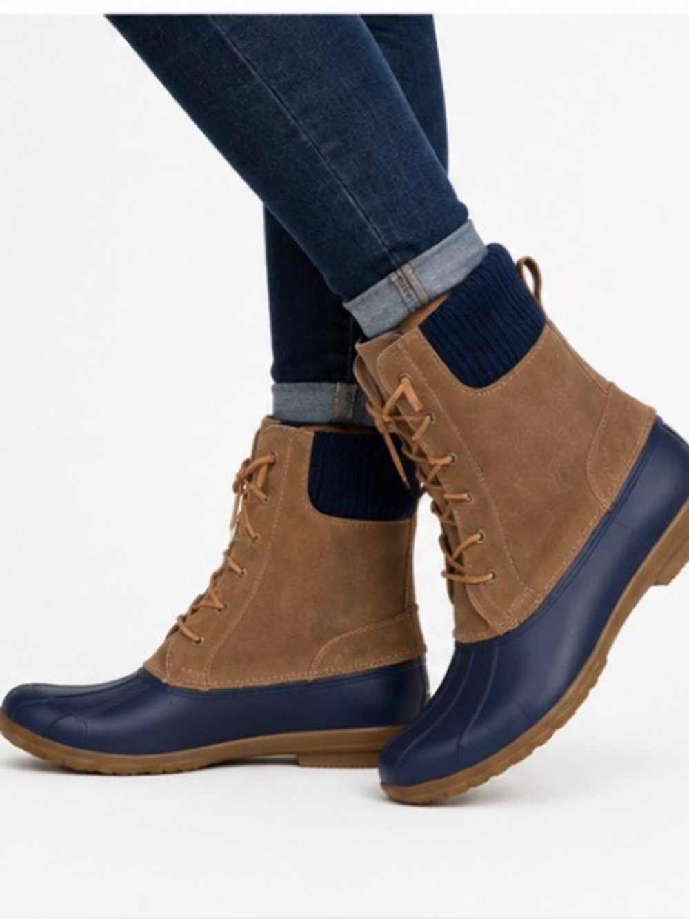 Sperry Navy and Brown Lace-Up Waterproof Winter Boots